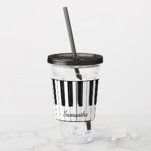Copo De Acrílico Tumbler Design Musical do Teclado Piano