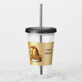 Copo De Acrílico Tumbler do acrílico do Natal Dourado Hat