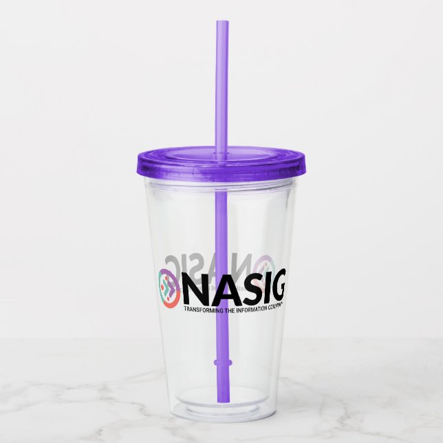 Copo De Acrílico Tumbler do logotipo NASIG com palha (Frente)