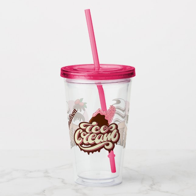 Copo De Acrílico Tumbler do Sorvete de nome personalizado (Esquerda)