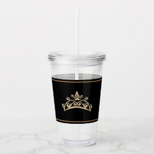 Copo De Acrílico Tumbler Dourado do acrílico da coroa da tiara da