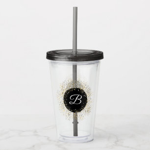 Copo De Acrílico Tumbler Dourado Monogrammed do acrílico do brilho