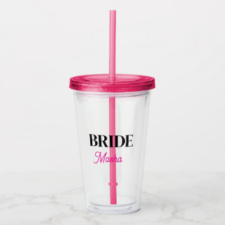 Copo De Acrílico Tumbler Noiva Nome Monograma Simples Personalizado