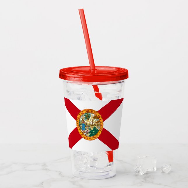Copo De Acrílico Tumbler Patriótico Acrílico com bandeira da Flórid (Gelo frontal)