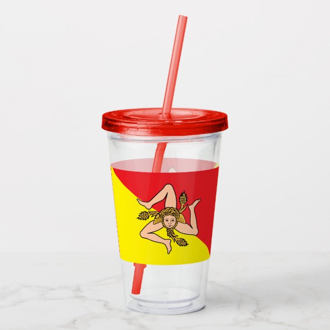 Copo De Acrílico Tumbler Patriótico Acrílico com bandeira da Sicíli (Verso)