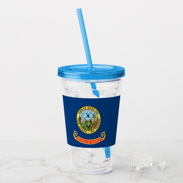 Copo De Acrílico Tumbler Patriótico Acrílico com bandeira de Idaho (Gelo frontal)
