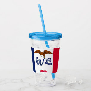 Copo De Acrílico Tumbler Patriótico Acrílico com bandeira de Iowa