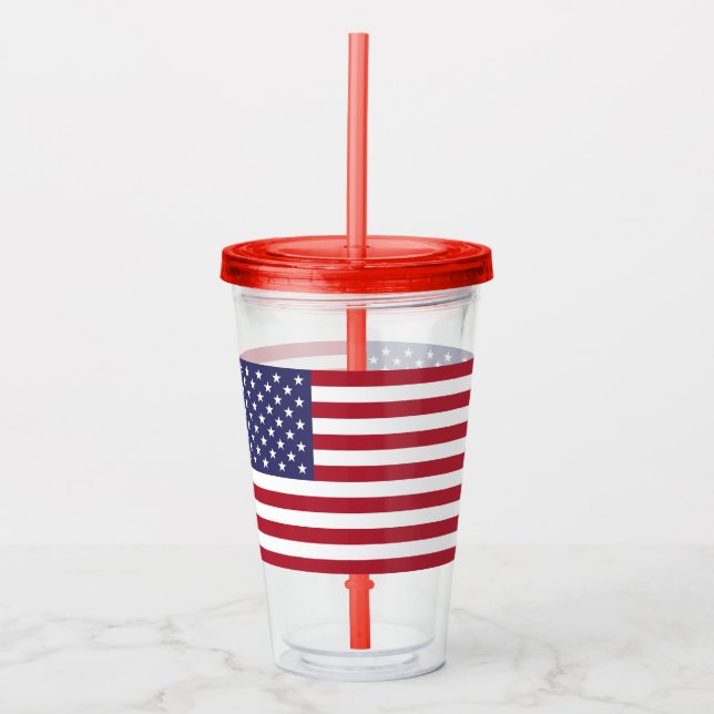Copo De Acrílico Tumbler Patriótico Acrílico com bandeira dos EUA (Frente)