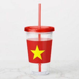 Copo De Acrílico Tumbler patriótico com a bandeira de Vietnam