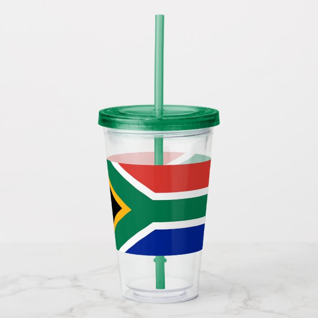 Copo De Acrílico Tumbler Patriótico com bandeira da África do Sul (Frente)