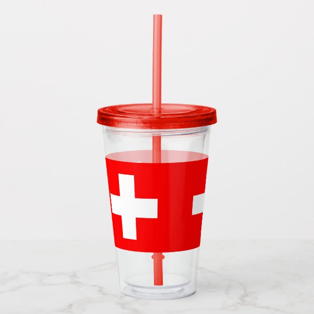 Copo De Acrílico Tumbler Patriótico com bandeira da Suiça (Frente)