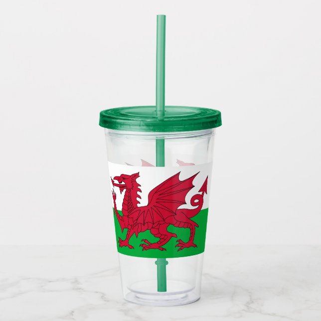 Copo De Acrílico Tumbler Patriótico com bandeira de Gales (Frente)