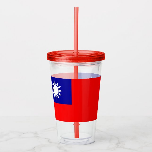 Copo De Acrílico Tumbler Patriótico com bandeira de Taiwan (Frente)