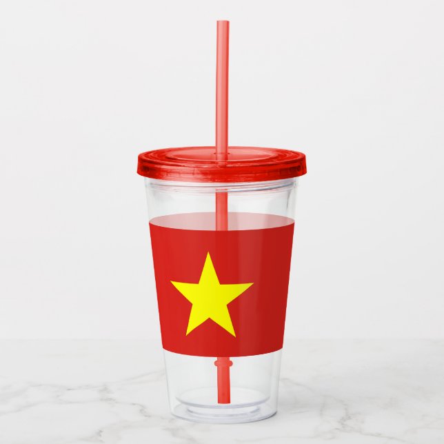 Copo De Acrílico Tumbler Patriótico com bandeira do Vietnã (Frente)