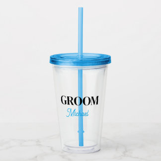 Copo De Acrílico Tumbler personalizado com nome do noivo monograma 