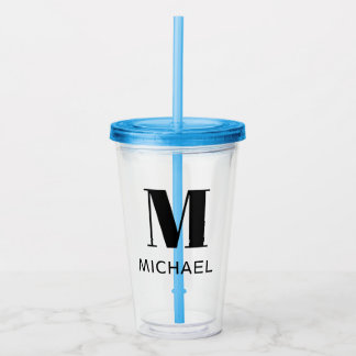 Copo De Acrílico Tumbler personalizado simples com nome e monograma