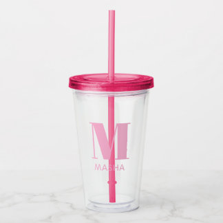 Copo De Acrílico Tumbler personalizado simples com nome e monograma
