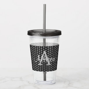 Copo De Acrílico Tumbler preto elegante do acrílico do monograma d