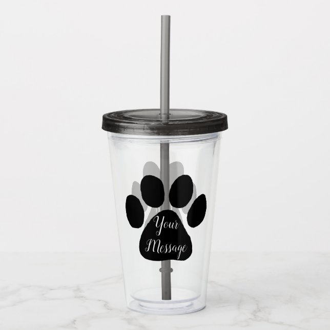 Copo De Acrílico Tumbler - Puppy Paw Prints (Frente)