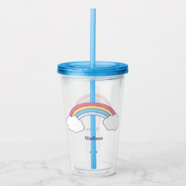 Copo De Acrílico Tumblers de nome personalizado do Rainbow Sky