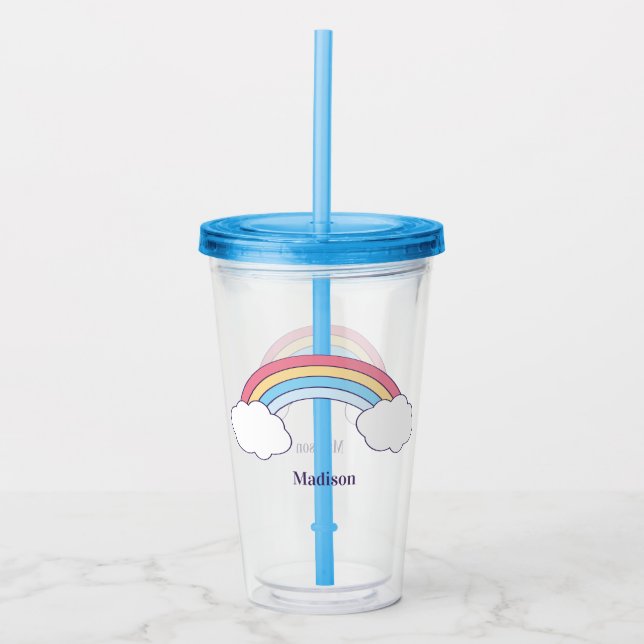 Copo De Acrílico Tumblers de nome personalizado do Rainbow Sky (Frente)