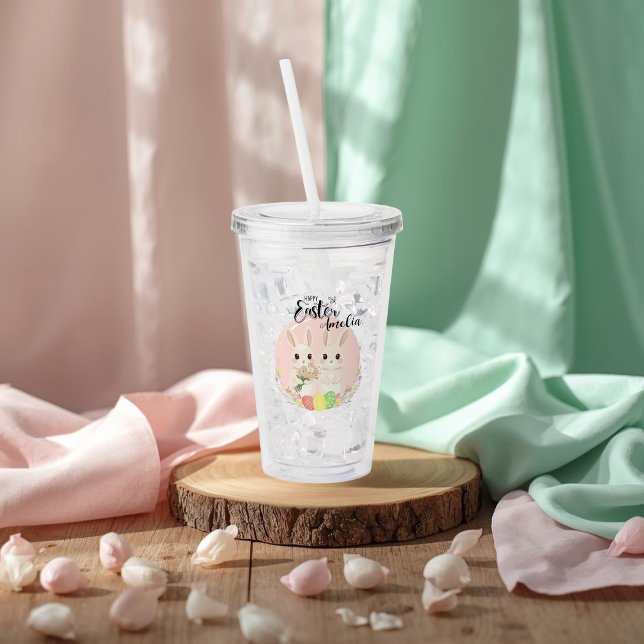 Copo De Acrílico Two Easter Bunnies Personalized Acrylic Tumbler (Criador carregado)