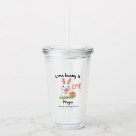 Copo De Acrílico Um Coelhinho É Um primeiro aniversario De Meninas