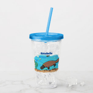 Copo De Acrílico Um desenho animado para a natação em platypus