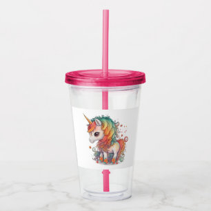 Copo De Acrílico UNICORN 16oz, cor-de-rosa Fúchsia