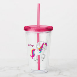 Copo De Acrílico Unicorn Personalizado de Cute