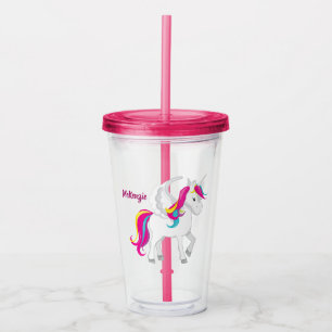 Copo De Acrílico Unicorn Personalizado de Cute