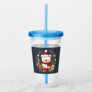Copo De Acrílico Urso de Natal/Inverno fofo em grinalda