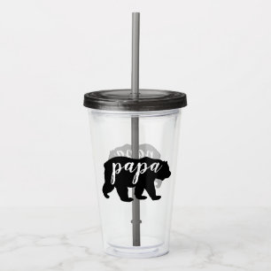 Copo De Acrílico Urso de Papá Branco e Preto Moderno e Bonito