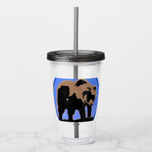 Copo De Acrílico Urso Grizzly no inverno - Arte original sobre a vi