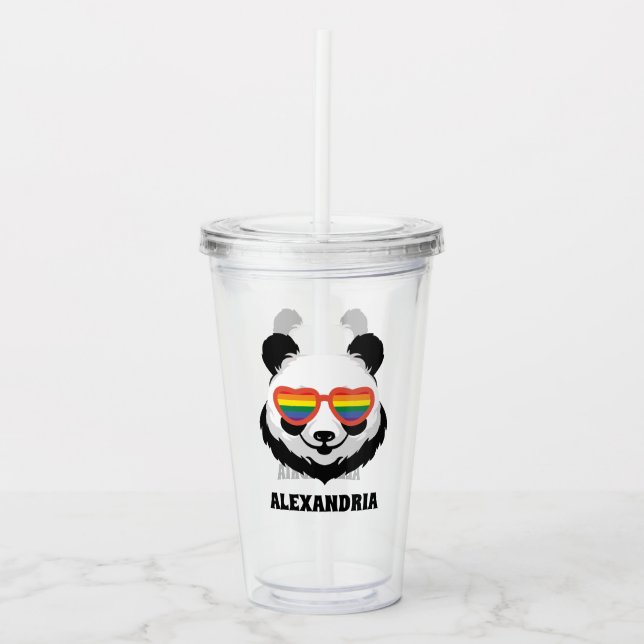 Copo De Acrílico Urso Panda Bonito | Arco-íris | LGBTQ (Frente)