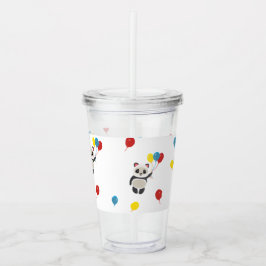 Copo De Acrílico Urso-Panda com balões brancos