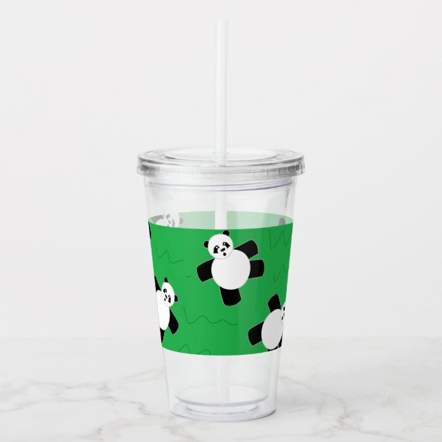 Copo De Acrílico Urso-panda com erva (Frente)