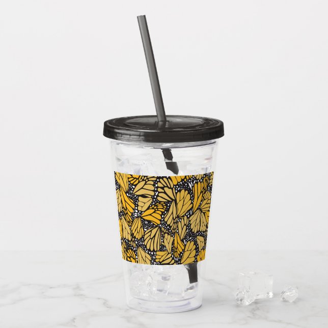 Copo De Acrílico Vaso acrílico estampado mariposa monarca (Gelo frontal)