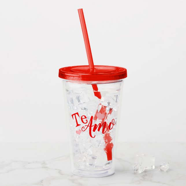 Copo De Acrílico Vaso de ílico - Te Amo - Personalizável (Gelo frontal)