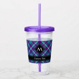 Copo De Acrílico Verde marinho, Roxo e Tartan Azul