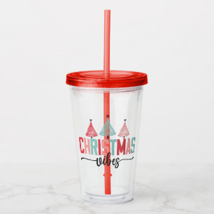 Copo De Acrílico Víblias de Natal - Design de Árvore Festiva