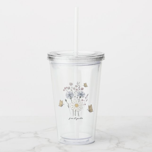 Copo De Acrílico Vibrant field of wildflowers  (Frente)