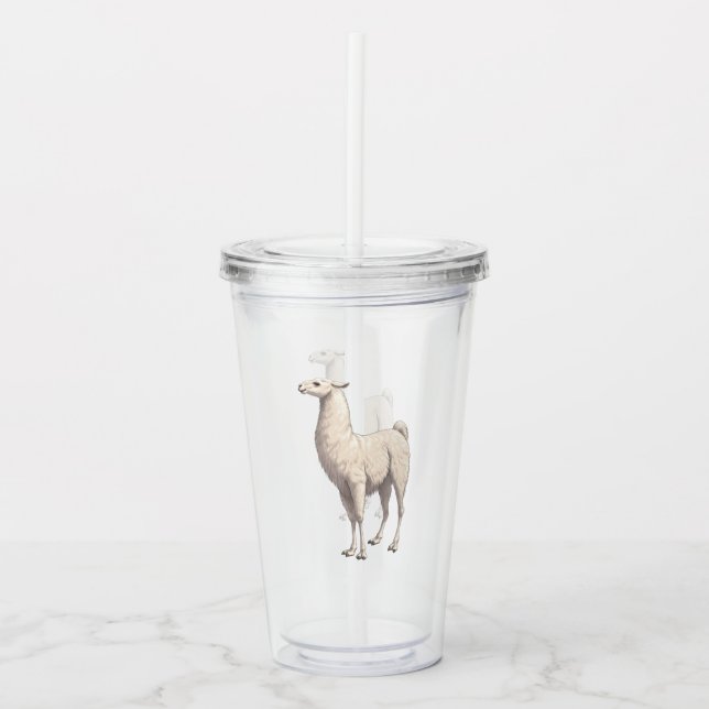 Copo De Acrílico White Llama (Frente)