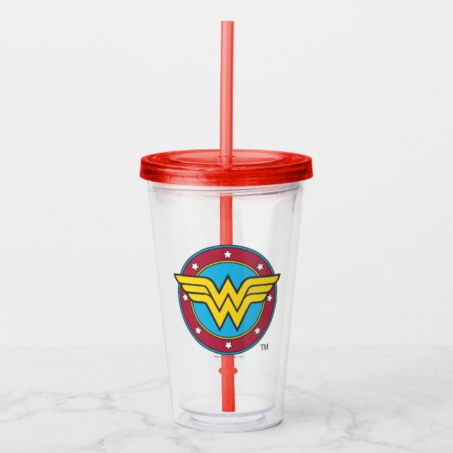 Copo De Acrílico Wonder Woman | Circle & Stars Logo (Frente)