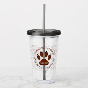 Copo De Acrílico Woody Art com Brown Paw Print Business Name
