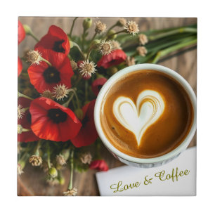 Copo de Amor & Café com Coração de Espuma Branca