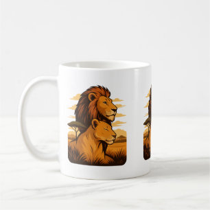 Copo de café de leão protetor - caneca de leão e l