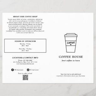 Copo de Café Preto e Branco Fofo Cardápio de Cafet