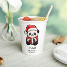 Copo de Papel Chuveirinho de Bebê Panda Fofo