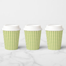 Copo de papel com padrão de gingham de verão de li